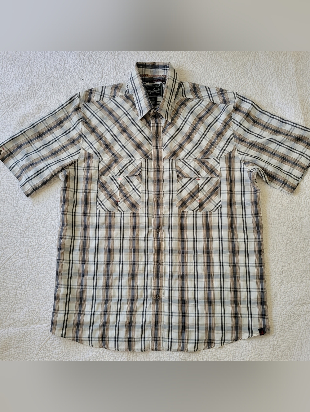 Woolrich Shirt Mens L Multicolor Plaid Short Sleeve Snap Button Down